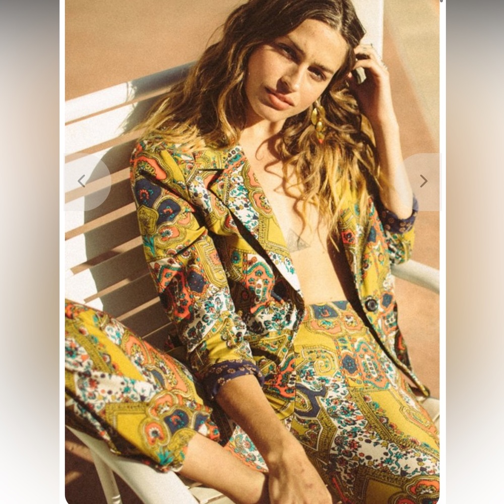 Novella Royale Matching Set Blazer + Flare Pants Size M Boho Festival - Picture 6 of 6